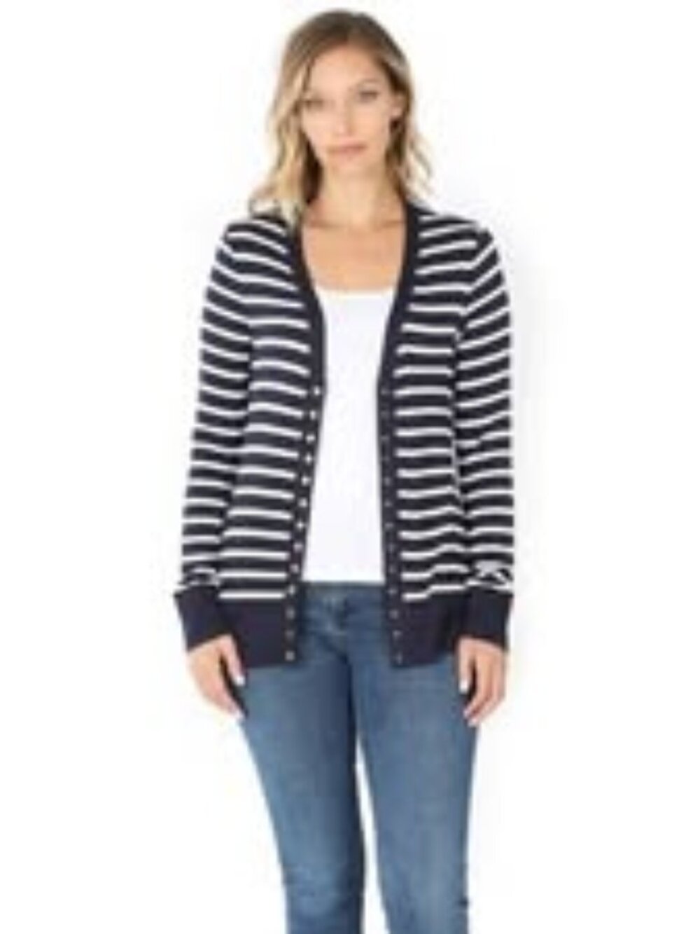 Plus Striped Snap Sweater